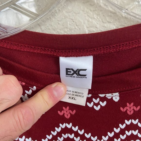 EXC Extreme Concepts Cat Meowy Xmas Ugly Sweater Light Weight Red XXL 2XL - Picture 3 of 4